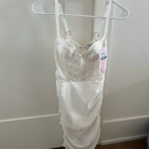 Oh Polly White Satin Mini Dress